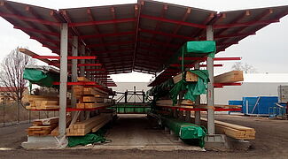 Draagarmstelling met dak